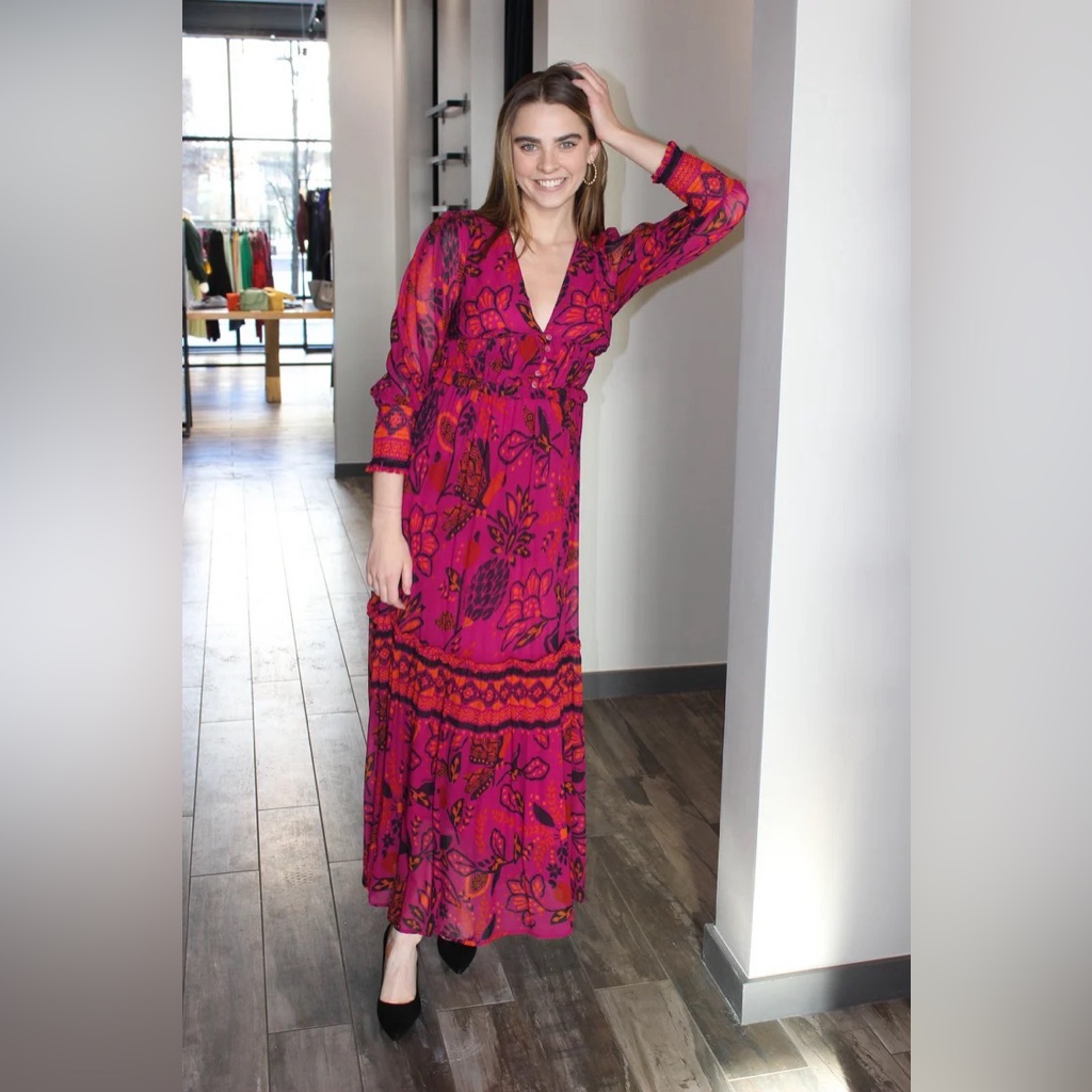 Farm Rio Macaw Forest Pink Maxi Dress